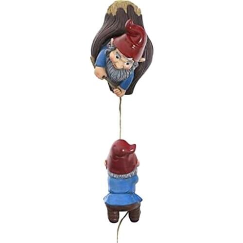 Creative Gnome Statue with Hanging Hole for Tree Resin Dwarf Hanging Ornament for Outdoor Garden 2 Gnomes Climbing
