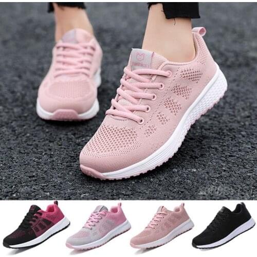 Women Shoes Flats Fashion Casual Sneaker Walking Woman Comfort Lace-Up Mesh Breathable Female Sneakers Zapatillas Mujer Feminino