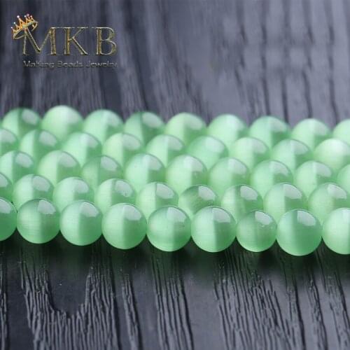 4 6 8 10 12mm Light Green Cat Eye Round Beads Natural Stone Beads For Jewelry Making 15inches Diy Loose Spacer Beads Wholesale
