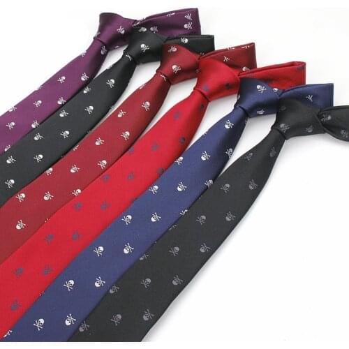Linbaiway 6cm Mens Necktie Skull Ties For Men Classic Polyester Neckties Man Tie for Wedding Party Male Tie Neckwear Custom Logo