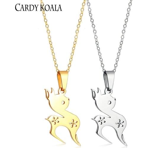 Cute and simple sika deer titanium steel necklace couple pendant pendant with accessories childrens jewelry