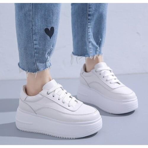 Fashion Casual Platform Shoes Womens Sneakers 2021 Hot Sale New Classic Solid PU Leather White Shoes Women Vulcanized Sneakers