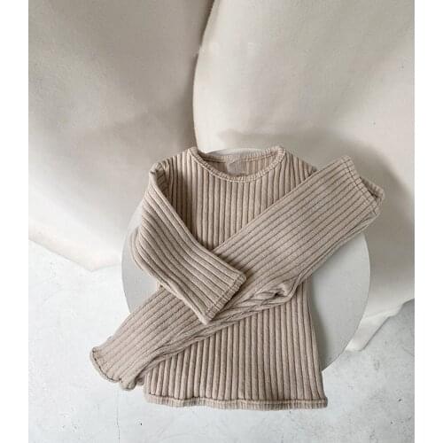 Autumn Winter Kid Clothes Korean Cotton Casual Solid Full Turtleneck Pullover Sweater Boy Girl Keep Warm Knitted Suit 2 Pic Set