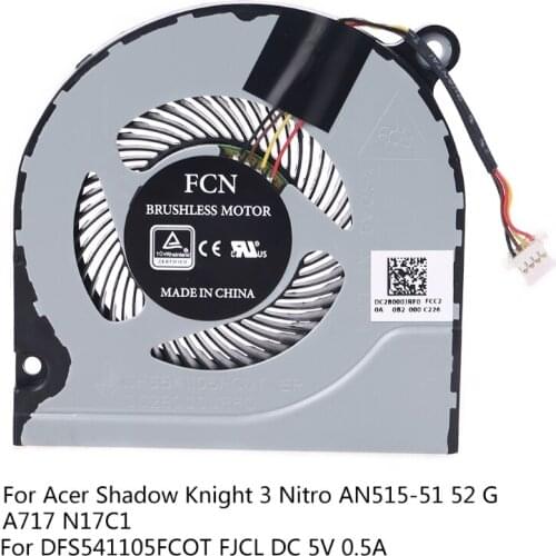 Laptop CPU Cooling Fan for Acer Shadow Knight 3 Nitro AN515-51 52 G A717 N17C1 for DFS541105FCOT FJCL DC 5V 0.5A