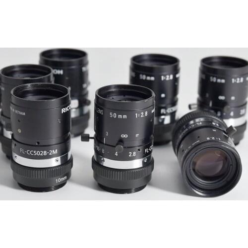 Used original RICOH FL-CC5028-2M fixed focus industrial lens with 10mm teleconverter ring