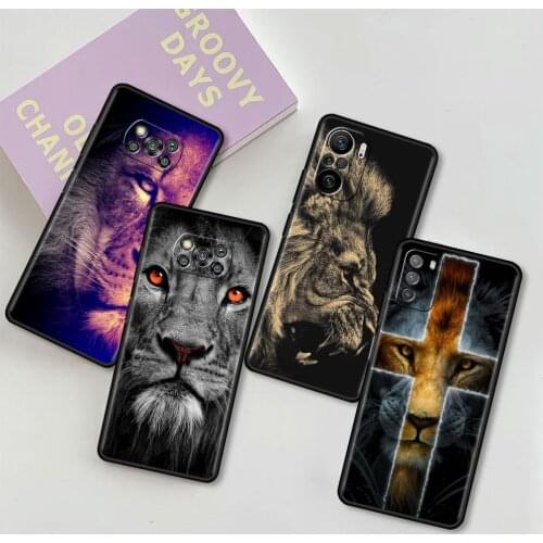 For Xiaomi Mi Poco X3 NFC M3 Pro F3 GT K40 10T Note 10 F1 X2 F2 Black Soft Silicone Phone Case Luxury Cover Cool Lion Big Cat