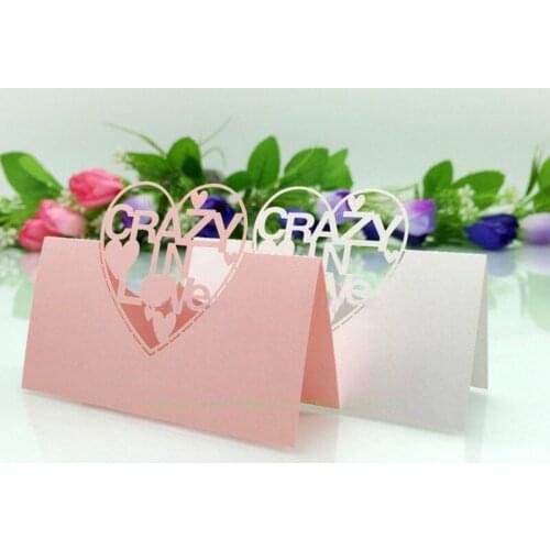 Sky Elina 10pcs Wedding Seat Card Laser cut letters crazy in love Table Decoration Place Cards Wedding Supplies 7z
