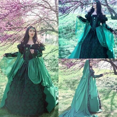 Victorian Gothic Wedding Gowns Black Lace Appliques Vintage Robes De Mariée Custom Made Bohemian Wedding Dress Bridal Gowns