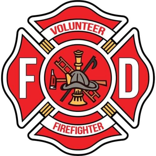 Volunteer Firefighter Logo Car Sticker Decal Funny Window Rear Other Vehicle Car Decorative Vinyl Car Styling KK PVC 14*14cm