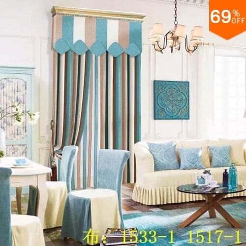 Green Blue list row Column Curtain simple luxurious Rod Stick Hang style Living Room curtains of Restaurant form line linellae