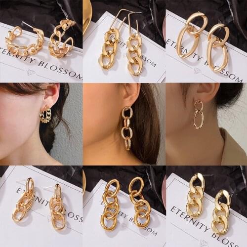 New Fashion Cuba Statement Stainless Steel Gold Round Earrings For Women PUNK Vintage Silver Color Earrings 2021 Trend Jewelry