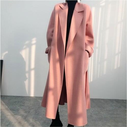 Autumn and winter coat women water ripple double sides woolen overcoat middle long jacket FL111645