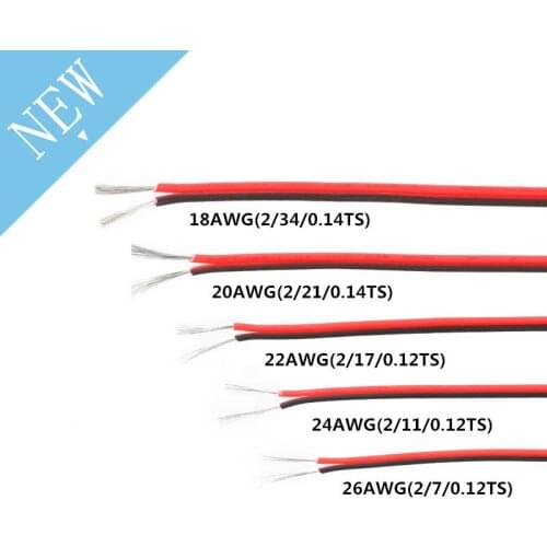 10 Meters 18/20/22/24/26 Gauge AWG Electrical Wire Tinned Copper Insulated PVC Extension LED Strip Cable Red Black Wire