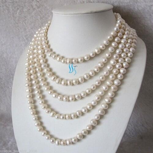 100" 7-9mm White Freshwater Pearl Necklace Strand Cultured Jewelry