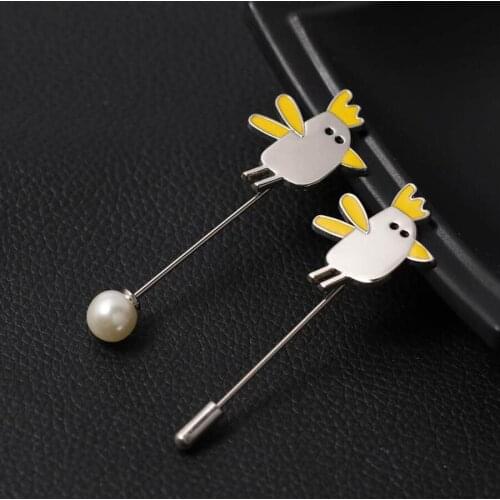 2020 Fashion Jewelry Metal Long Pearl Bird Brooch Lapel Pin Men Brooch Suit Broches Vintage Animal Brooches For Women
