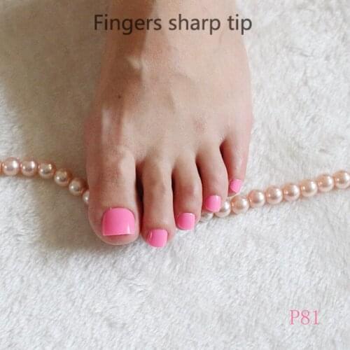 24PCS fashion design cute toes latest French style candy colorful fake toe Shiny red #P81