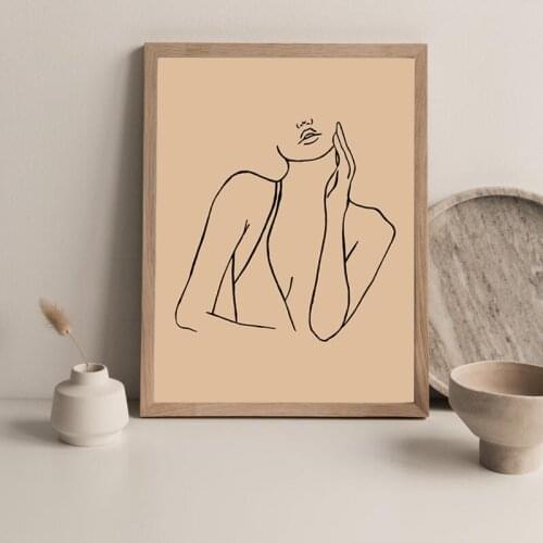Abstract Woman Face Fine Line Art Prints Boho Decor Minimalist Poster Scandinavian Wall Art Canvas Painting Living Room Decor