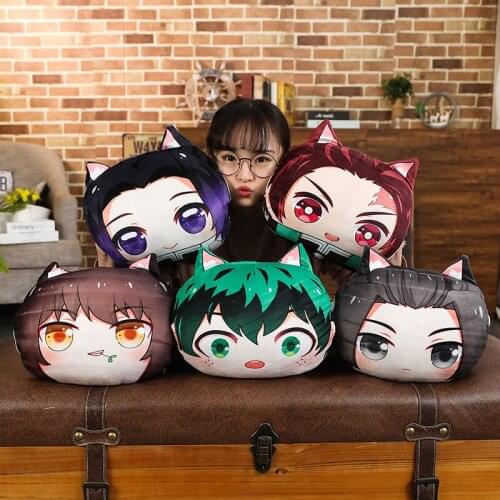 Anime Demon Slayer Kimetsu no Yaiba Kamado Tanjirou Nezuko My Hero Academia Winter Plush Cartoon Hand Warmer Pillow Cushion Toys