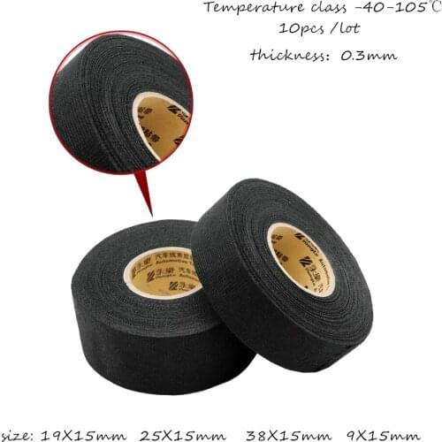 Flannelette wiring harness tape Black high temperature resistant special automobile wiring harness variety sizes 38mm 25mm 15mm