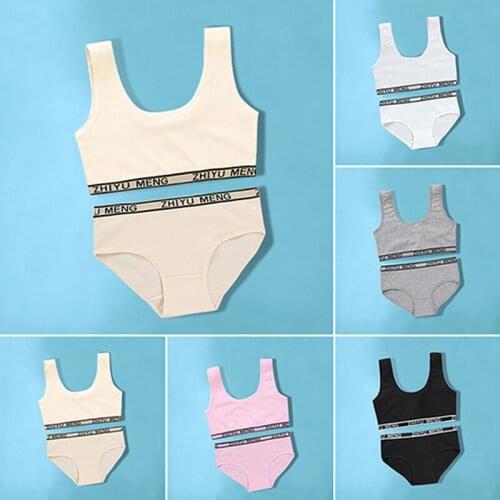 Breathable Underwear Sets Teens Girls Bra Panties Teenager Training Bra Girls Sports Bras Puberty Students Vest Teenage Clothes