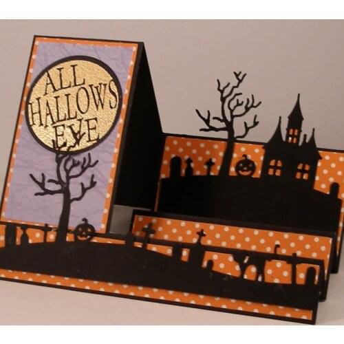 DIY Halloween Castle Carbon steel Cutting Dies Stencil Craft for Creative Scrapbook Cut Stamps Dies Embossing Paper Craft 1pc