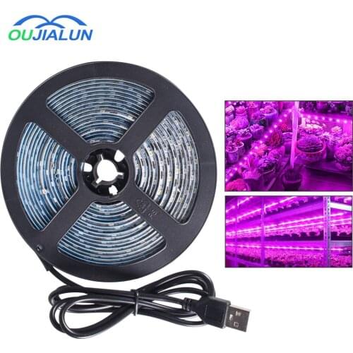 0.5m 1m 2m 3m LED Full Spectrum Phyto Lamp USB 5V Grow Light Strip 2835 SMD Plants Flowers LED Greenhouse Cultivo Hydroponic