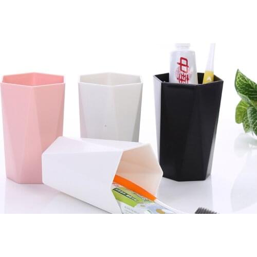 Geometric Rhombus Tooth Brushing Cup Mouthwash Cup Plastic Creative Simple Solid Color Couple Toothbrush Cup