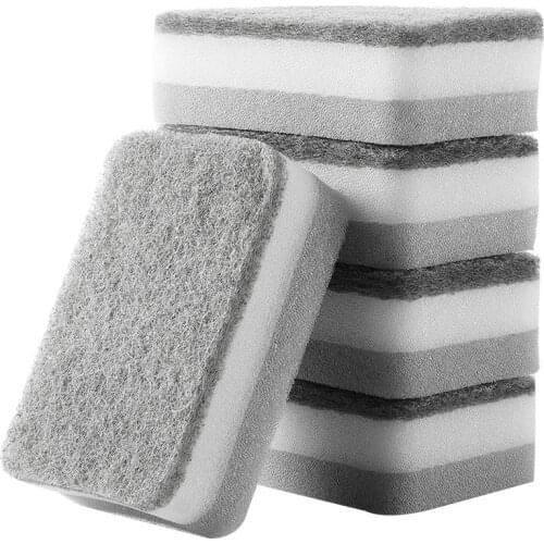 10pcs Free Shipping Clean Rust Double Sided Pot Washing Sponge Scrub Dishes Magic Wipe Sponge Scouring Pad Block Dish Washing