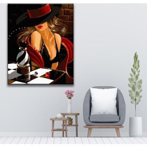 Elegant Woman DIY Painting By Numbers Beautiful Girl Portrait Pictures Coloring By Numbers On Canvas For Modern Home Decor