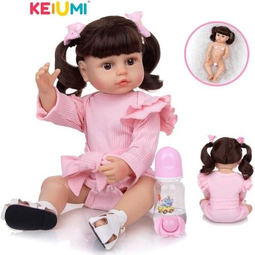 KEIUMI 55cm Lovely Reborn Boneca Silicone Full Body Baby Girl Vinyl Reborn Doll Realistic Childrens Day Gifts Bed Time Playmate