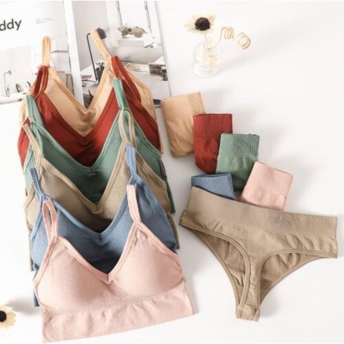 Sexy Bra Set Wire Free Active Push Up Bralette Female Tank Crop Tops Sport Women Bra And Panties Seamless Underwear Lingerie Set