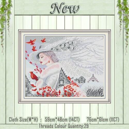 Beauty birds beauty girl decor painting counted printed on the canvas DMC 11CT 14CT kits Cross Stitch embroidery needlework Sets
