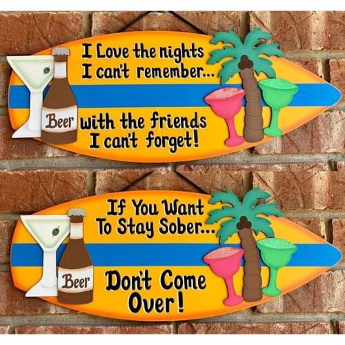 Creative Wooden Delicate Surfboard Sign Wall Art Plaque Sign Hanging Surfboard For Wall Bar Home Decor Kawaii Accessories