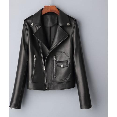 New Women Outerwear 100% Genuine Leather Jackets Sheepskin Short Coats Motorcycle Windbreak Clothing Spring Autumn Female Jacket