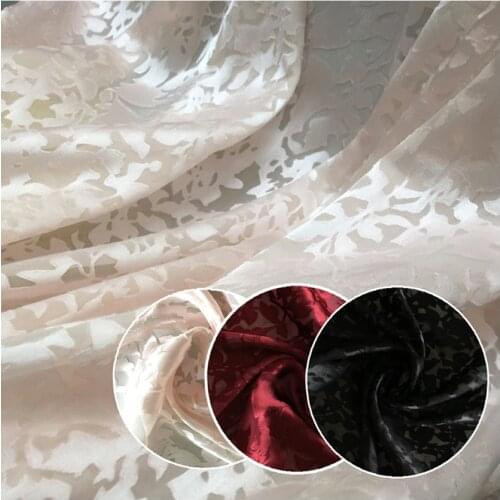 Fashion World Map Flower Printed Imitate Silk Satin Fabric For Woman Dress Pajamas Wide Leg Pants DIY Cloth SewingB15