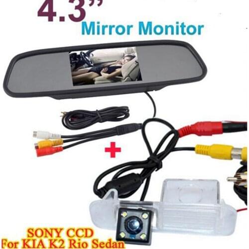 Parking Sensor High Resolution 4.3" Color Tft Car Rear View Mirror Monitor And Ccd Camera for K2 Rio Sedan Parking Assist