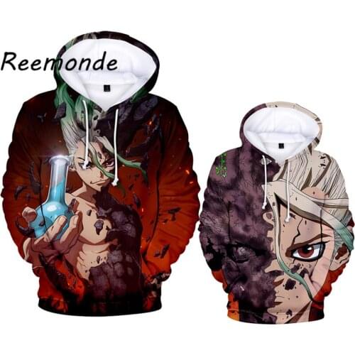 Anime Dr. Stone Costume Hoodie Senku Ishigami Cosplay Hoodies Sweatshirts Mens 3D Harajuku Hooded Pullover Jacket Tops