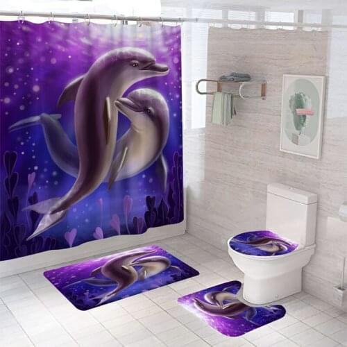 Waterproof Bathing Bathroom Shower Curtain Set Non-Slip Bath Mat Rug Carpet Sets Toilet Cover Home Decor Bathroom Decor