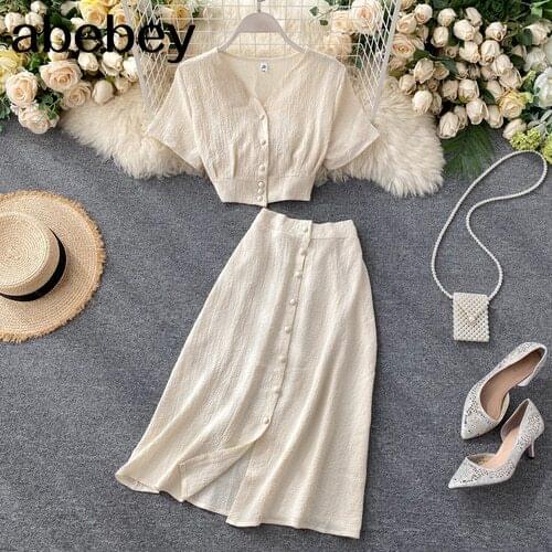 Solid Female Suit 2021 New Single Breasted Slim Wasit Tops and Half-length Skirt Two Piece Sets Womens Outfits 82073