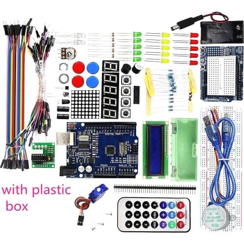 Factory wholesale Starter Kit Step Motor Servo 1602 LCD Breadboard Jumper Wire With tutorials R3 for arduino DIY KIT