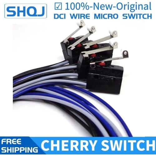 Original CHERRY micro switch with 0.5M wire DC1 short/long/pulley/bent handle 10A250V WIRE Waterproof switch