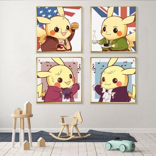 Pokemon Pikachu Posters and Prints Nursery Wall Decoration Canvas Painting Nordic Wall Art Mural Picture Kids Baby Bedroom Decor