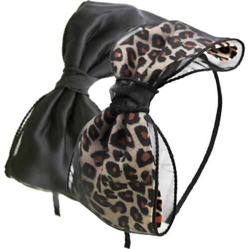 Korean Leopard Bow knot Headband Ladies Hair Accessories Fashion Big Double Layers Hair Bow Hairband for Women