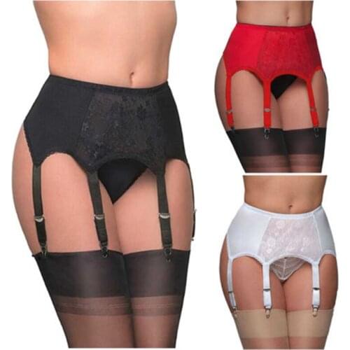 6 Straps Suspender Belt Sexy Garter Belt Vintage High Waist Garter Belt Temptation Mesh Garter Wedding Punk Black/White/Red
