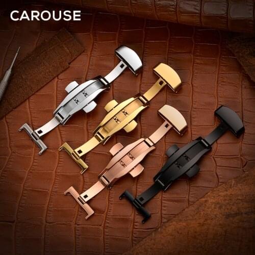 Carouse Butterfly Deployment Buckle Double Click Stainless Steel Automatic Strap Clasp 10 12 14 16 18 20 22mm Watchband Clasp