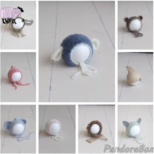 Newborn Baby Flower Hat Photography Props Baby Boy Girl Photoshoot Mohair Cartoon Hat Cap Baby beanies fotografia Accessories