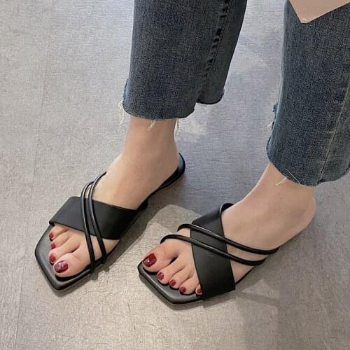2021 Summer Shoes Ladies Slippers Candy Color Flat Slipper Narrow Band Slides Ladies Beach Shoes Flip Flops zapatos mujer 9040C
