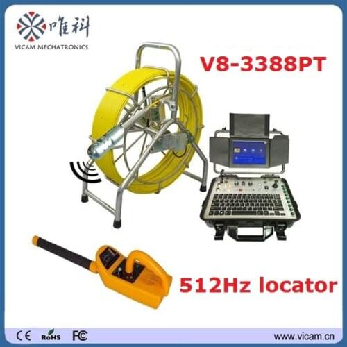 Vicam 360 degree rotating pan tilt camera head 60m cable 512Hz locator waterproof sewer water well pipe inspection camera