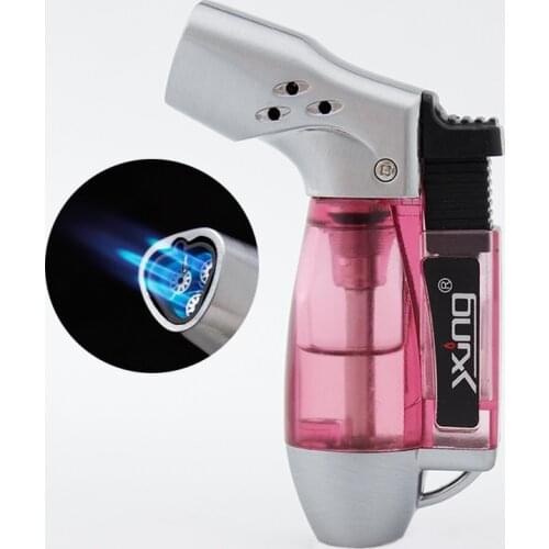 Cigar Triple Torch Lighter Windproof Stright Flame Butane Refillable Jet Lighters Fuel Visible