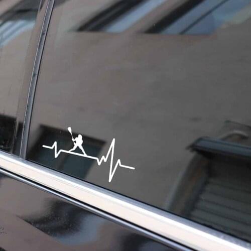 16CM*7.6CM Lacrosse Field Stick Male Run Shooting Heartbeat Vinyl Black/Silver Car Sticker C22-1168